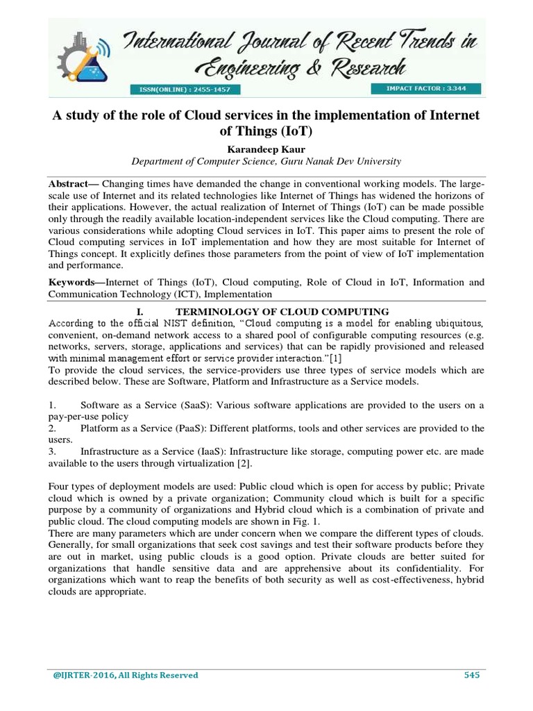 A Study of The Role of Cloud Services in The Implementation of Internet ...