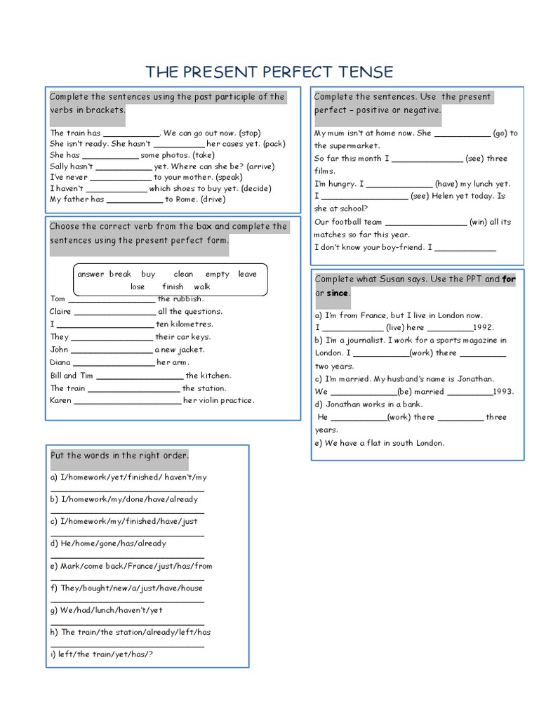 Present Perfect 1 | PDF | Perfect (Grammar) | Onomastics