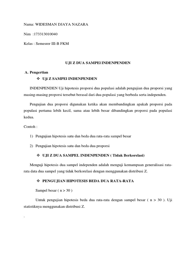 Contoh Soal Uji Hipotesis 2 Populasi - Bagikan Contoh