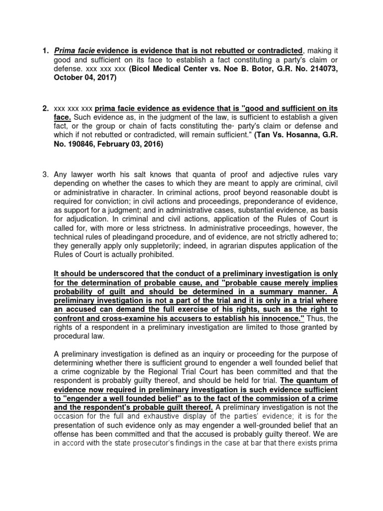 Understanding Prima Facie Evidence | PDF | Prosecutor | Evidence