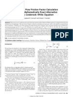 Turbulent Flow Friction Factor Calculation Using A Mathematically Exact Alternative To The Colebrook - White Equation