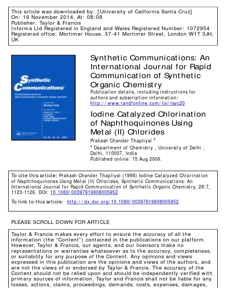 Synthetic Communications: An International Journal For Rapid ...