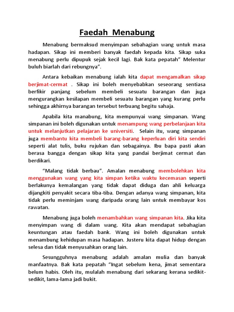 Faedah Menabung Pdf