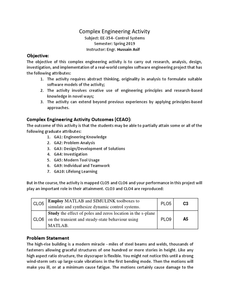Control Systems Project: Damping Design | PDF | Engineering | Mechanics