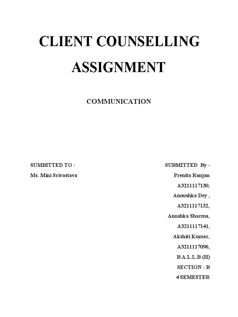 Client Counselling Assignment: Communication | PDF | Code | Nonverbal ...