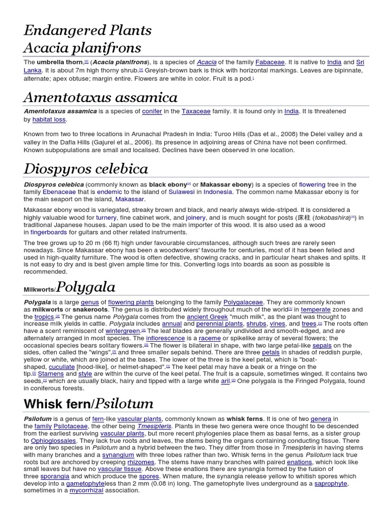 Endangered Plants and Animals | Download Free PDF | Organisms | Plants