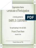 Certificate of Participation: Organization Name