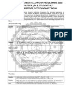 Summer Research Fellowship Programme 2018 For M.Tech. /M.E. Students at Indian Institute of Technology Delhi