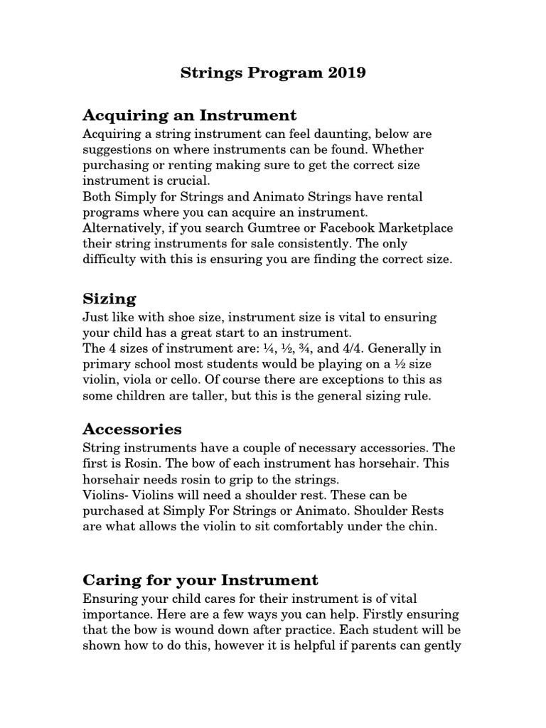 Strings Program 2019 | PDF | String Instruments | Violin