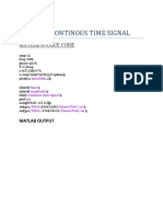 Plot Continous Time Signal: Matlab Source Code