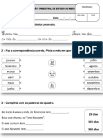 Avaliação trimestral de Estudo do Meio sobre as estações do ano, alimentação e profissões