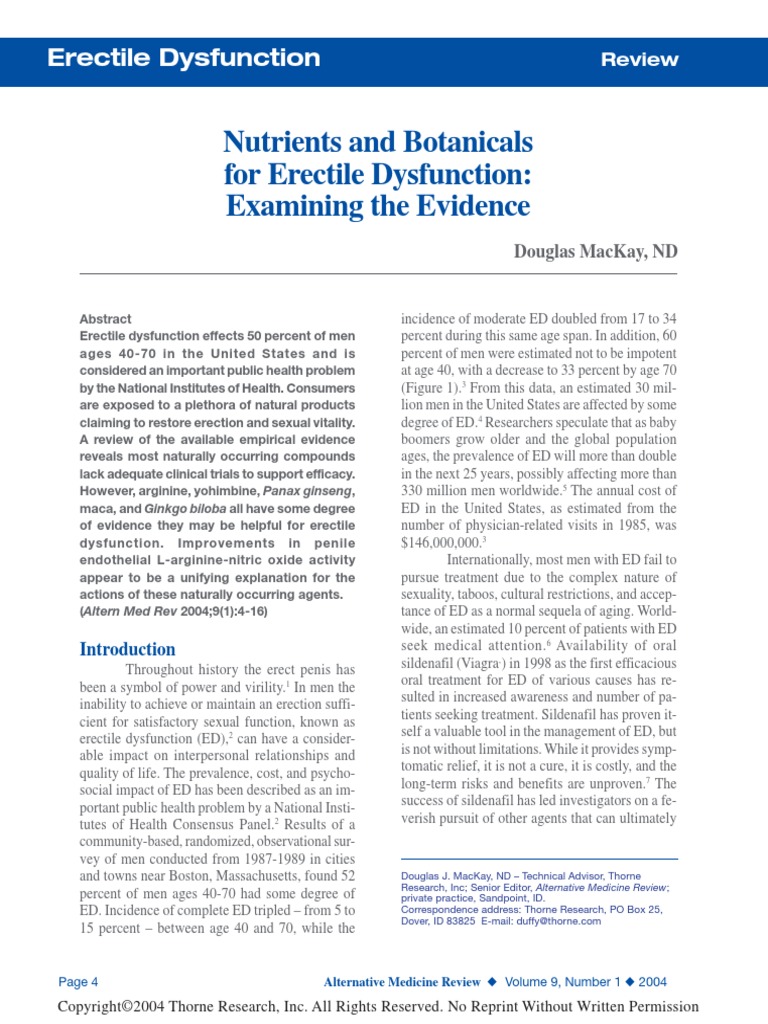 Nutrients and Botanicals For Erectile Dysfunction: Examining The ...