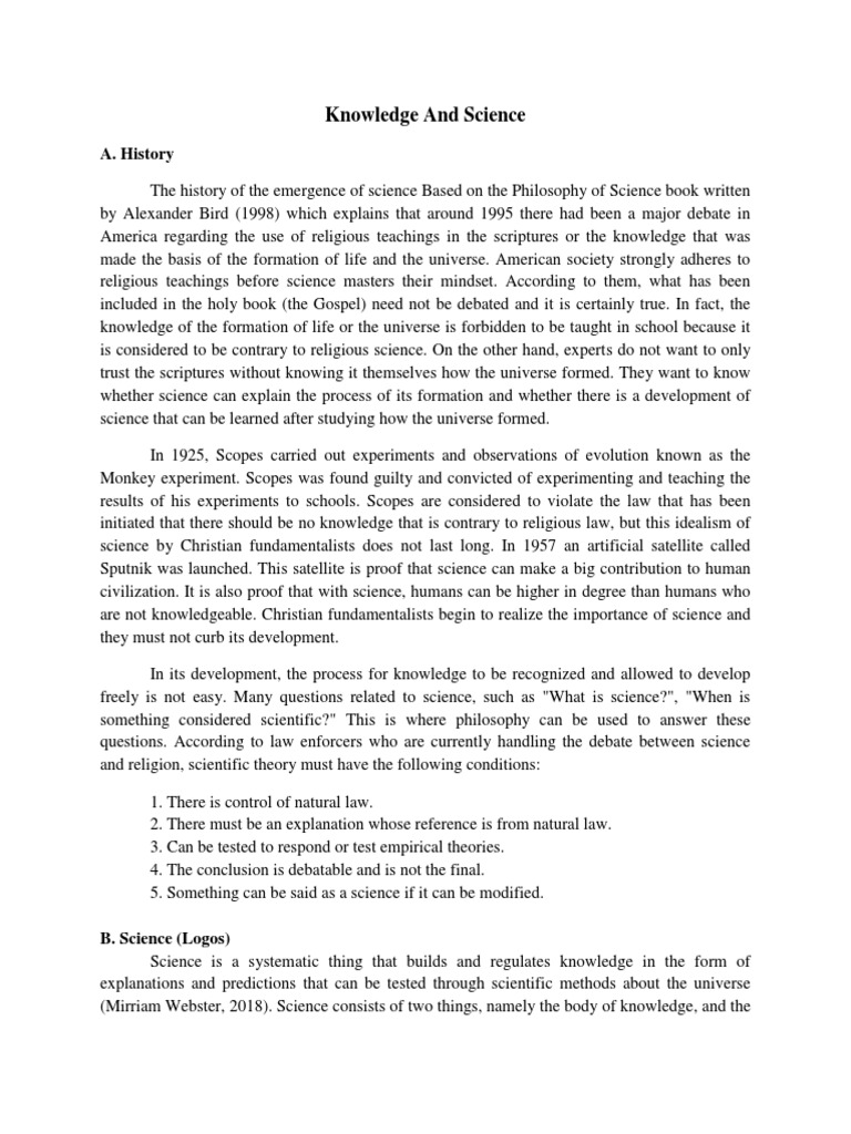 Science and Knowledge: A Historical Overview | PDF | Scientific Method ...