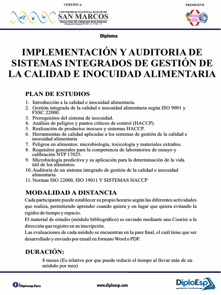 Diplomado en Inocuidad Alimentaria | PDF | Análisis de Riesgo y Puntos ...