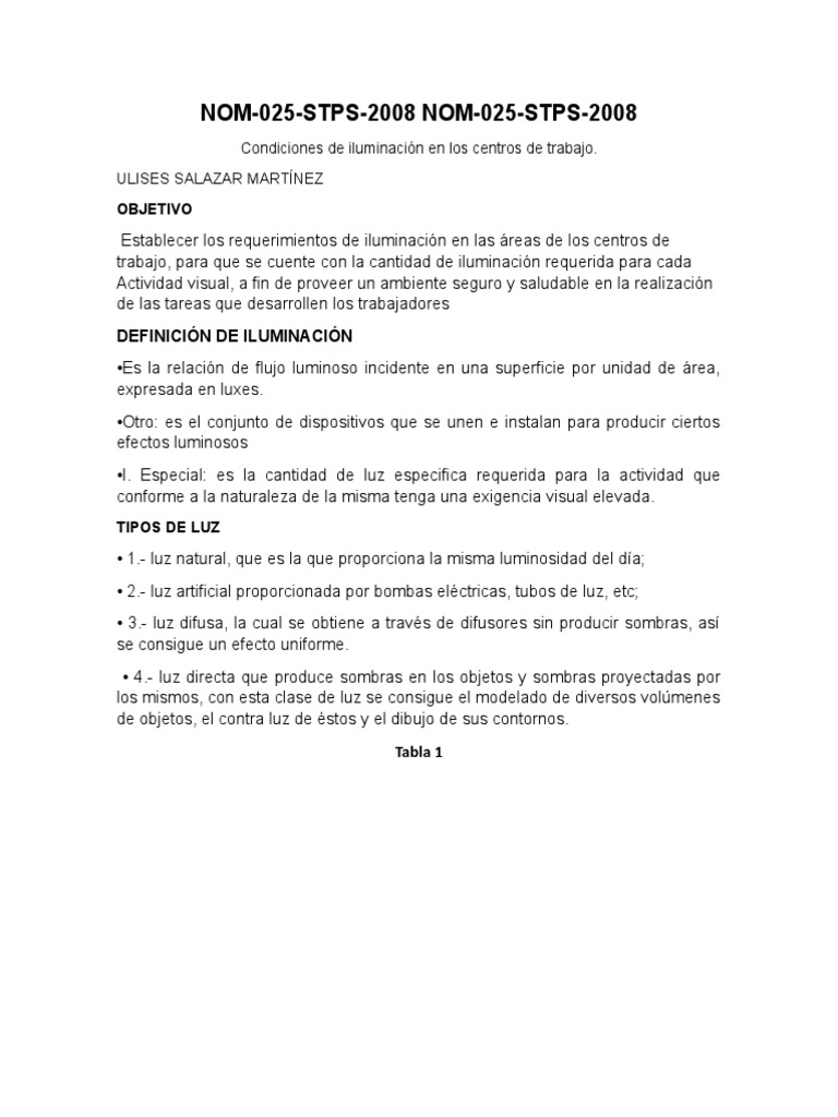 Nom 025 STPS 2008 | PDF | Encendiendo | Naturaleza