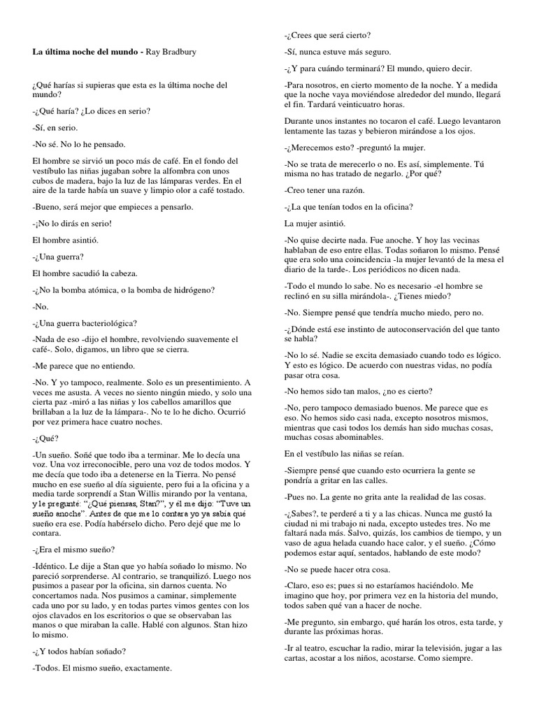 La última noche del mundo | PDF | café | Ocio