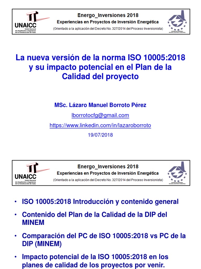 Iso 10005 2018 Y Su Impacto En Planes De Calidad Pdf Organización