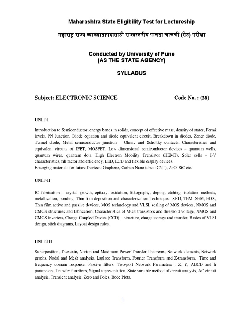 Electronic Science Syllabus Overview | PDF | Mosfet | Diode