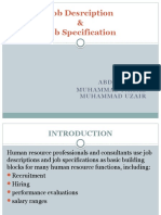Job Description & Specification Elements