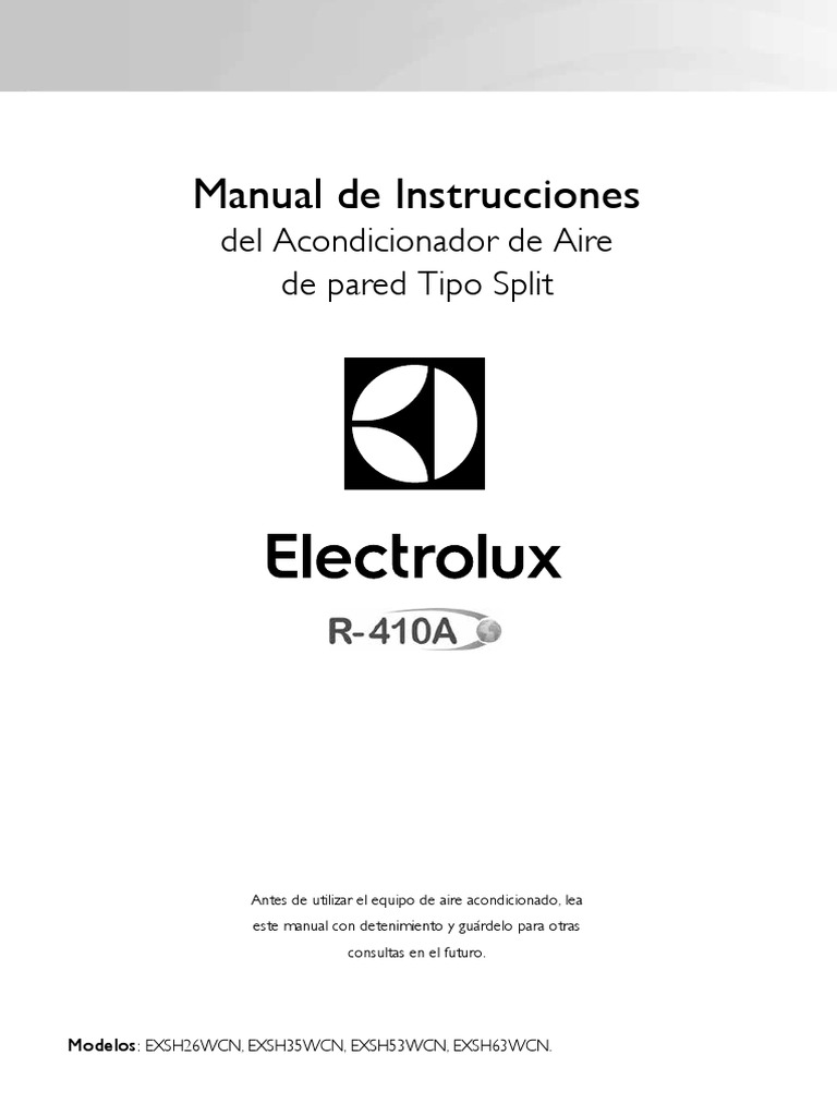 Manual de instrucciones de aire acondicionado Electrolux Control