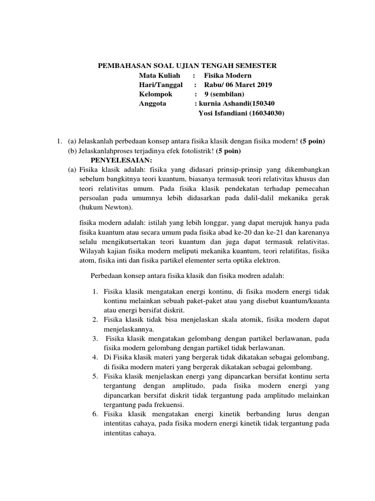 Pembahasan Soal Uts Fidmod
