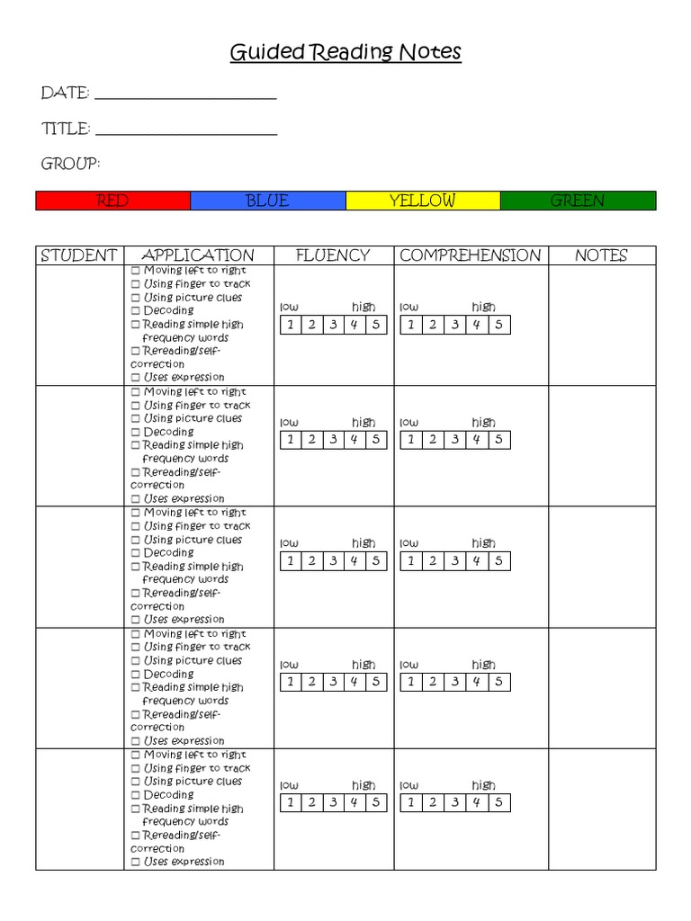 Guided Reading Notes: Low High Low High | PDF | Communication | Learning