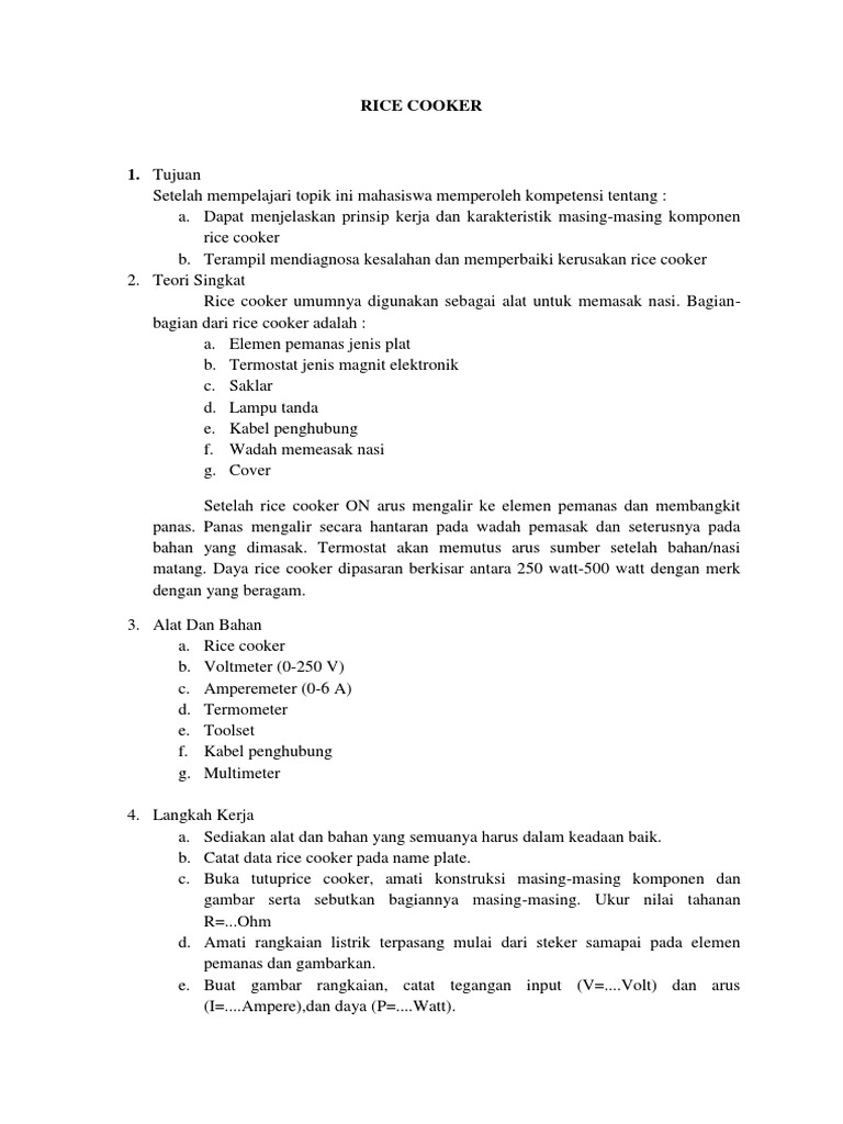 Skema dan Komponen Rice Cooker | PDF | Teknologi & Rekayasa