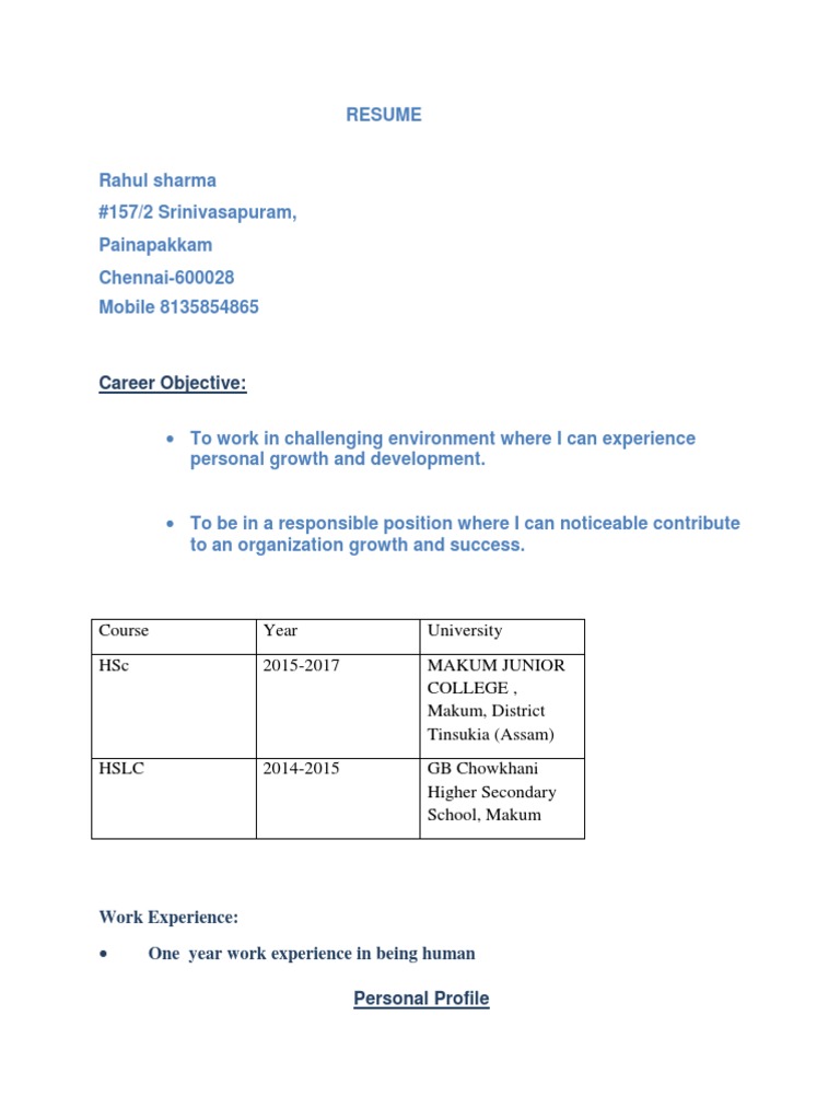 Resume: Career Objective | PDF