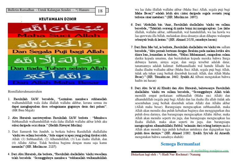 Keutamaan Zikir Subhanallah Walhamdulillah Kumpulan Contoh Soal 7