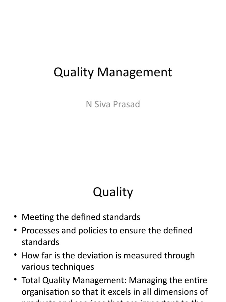 Comprehensive Guide to Quality Management | PDF | Quality Management ...
