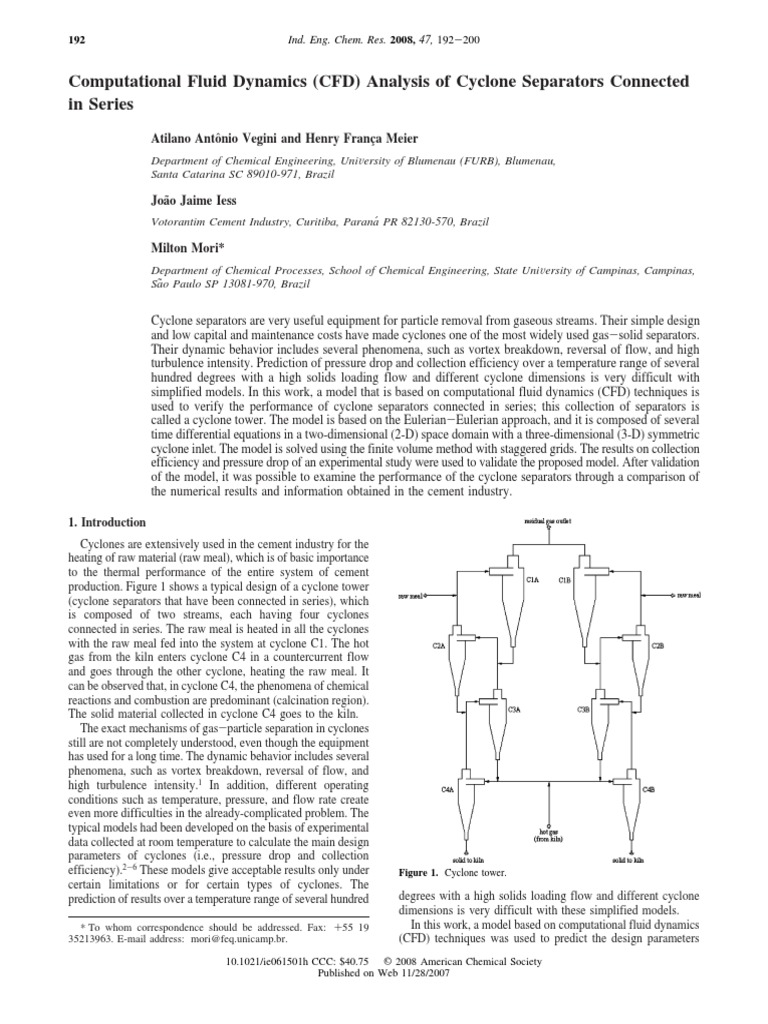 Computational Fluid Dynamics (CFD) Analysis of Cyclone Separators ...