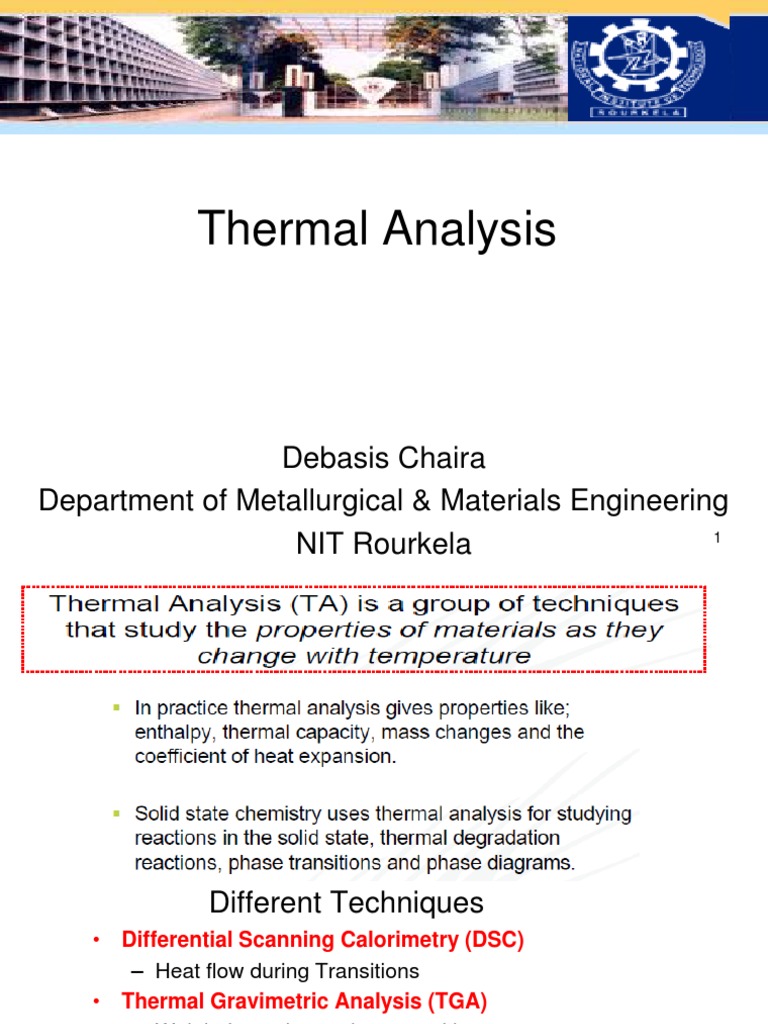 Overview of Thermal Analysis Techniques | PDF | Thermogravimetric ...