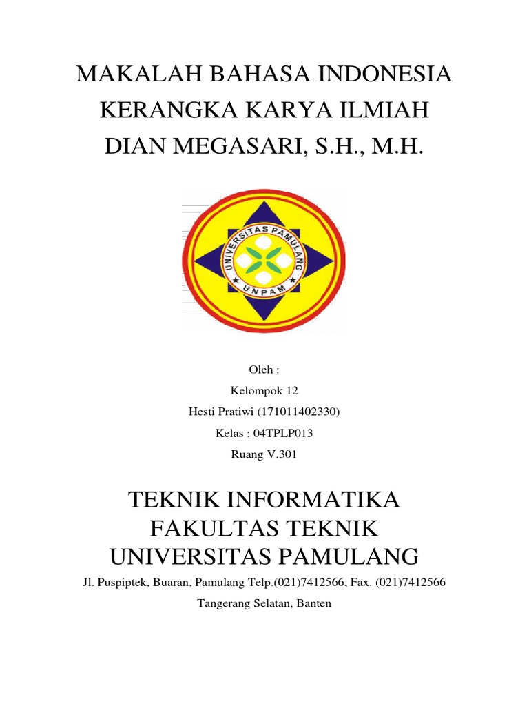 Makalah Bahasa Indonesia Kerangka Karya Ilmiah