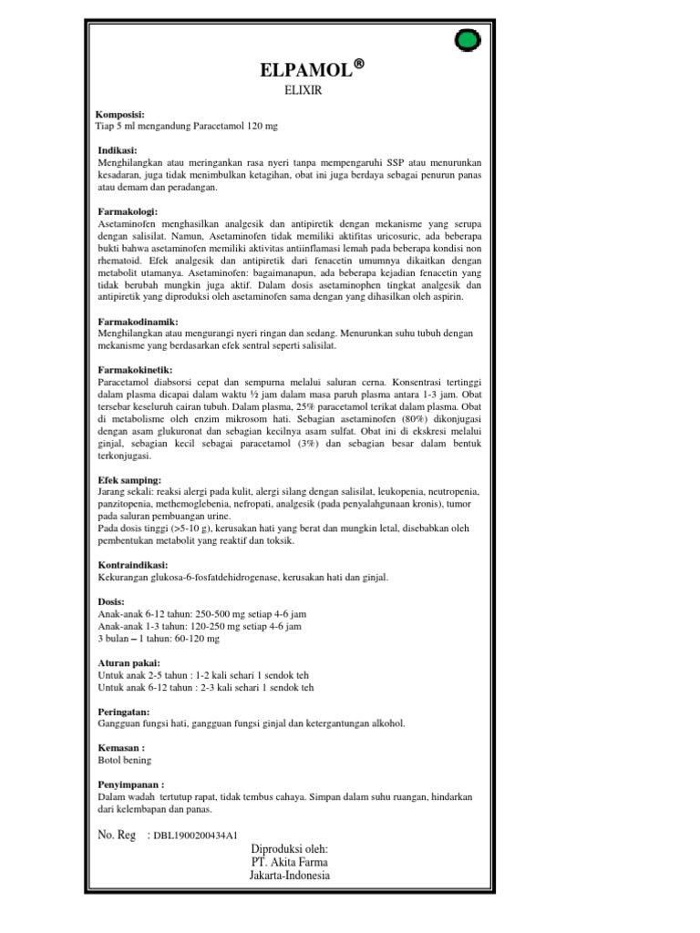 Brosur Elixir Paracetamol PDF