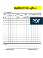 Fatima Masjid generator log sheet