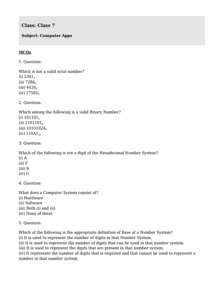 Class: Class 7: Subject: Computer Apps | PDF