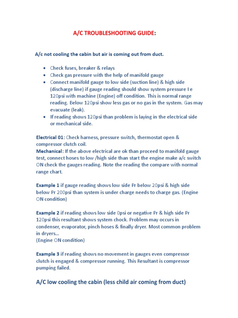 A/C Troubleshooting and Repair Guide | PDF | Air Conditioning ...