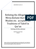 Refuting the Allegation Of Mirza Jhelumi that Imam Muslim etc.  accepted the Traditions of Tahrif in Qur’an 