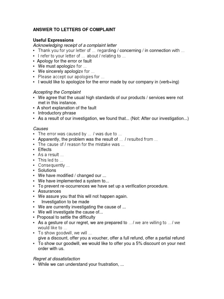 Customer Complaint Response Guide | PDF | Business