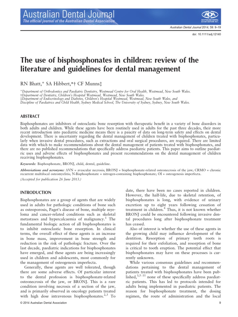 The Use of Bisphosphonates in Children. Review of The Literature and ...
