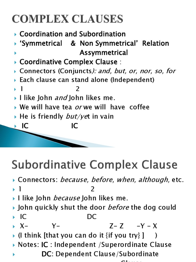 Complex Clauses | PDF | Clause | Syntactic Relationships
