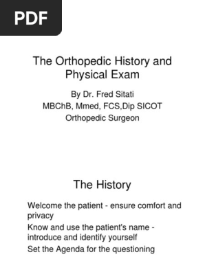 Orthopedic History and Physical Exam