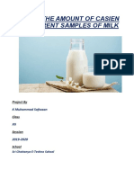 Amount of Casein in Different Milk Samples