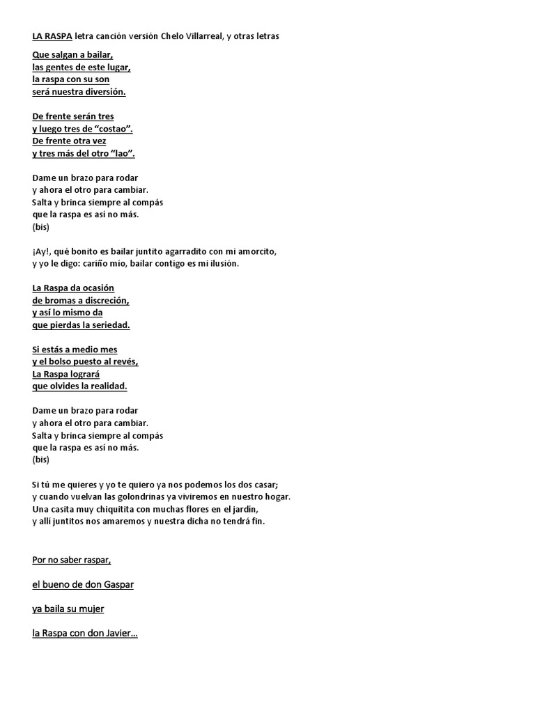 La Raspa Letra PDF