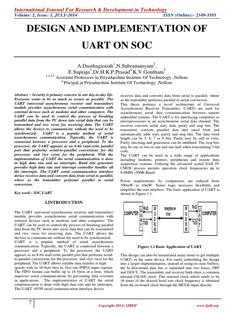 Design and Implementation of Uart On Soc PDF | PDF | Data Transmission ...