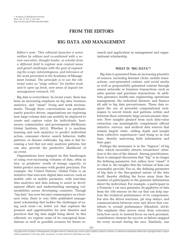 Big Data and Management-George2014 | PDF | Big Data | Analytics