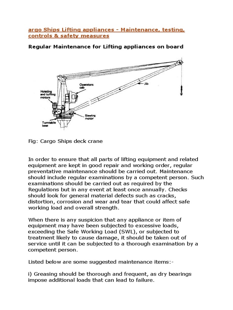 Cargo Ships Lifting Appliances | PDF | Crane (Machine) | Rope