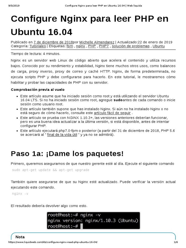 Configurar Nginx con PHP en Ubuntu 16.04 | PDF | Servidor proxy ...