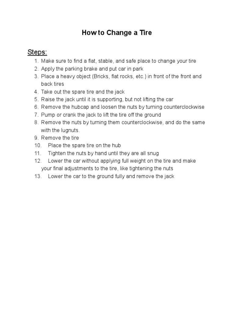 How To Change A Tire PDF