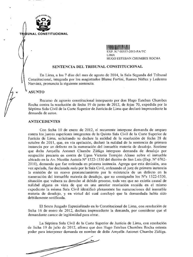 Sentencia del TC sobre amparo y desalojo | PDF | Caso de ley | Ley procesal